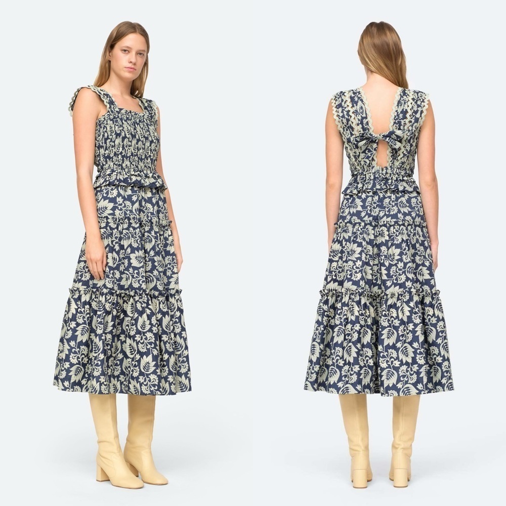 NEW SEA NEW YORK LINDA SMOCKED DRESS XS​​​​​
